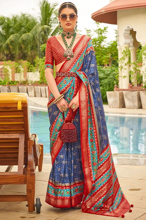 Patola Saree With  Printed Blouse