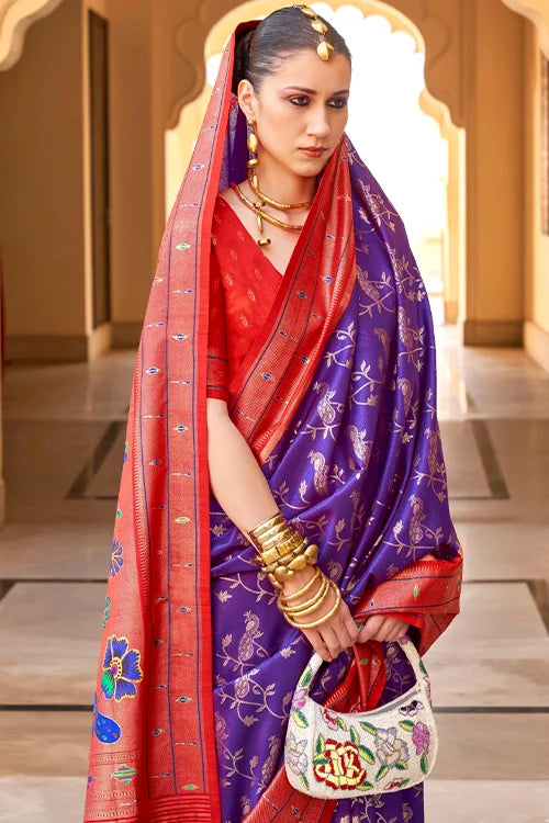 Purple Saree With Blouse