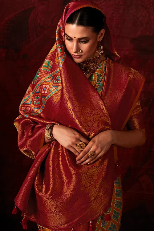 Soft-Silk-Saree-With-Printed-Blouse