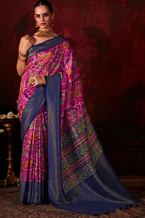 Banaras-Silk-Saree-With-Printed-Blouse