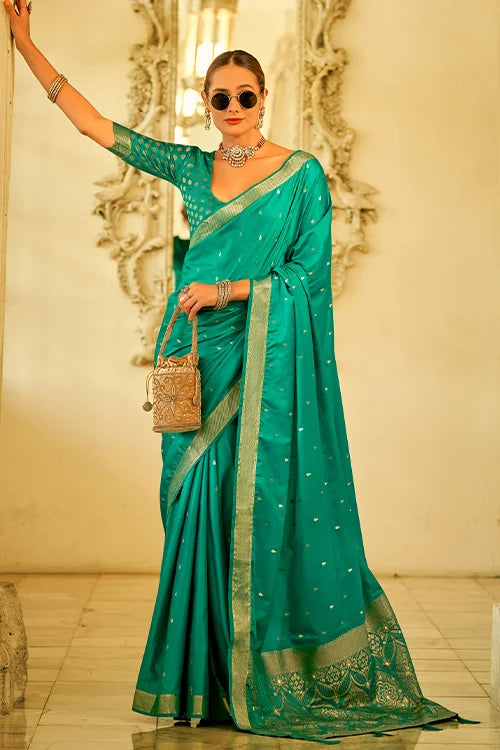 Satin Silk Saree With Blouse Piece