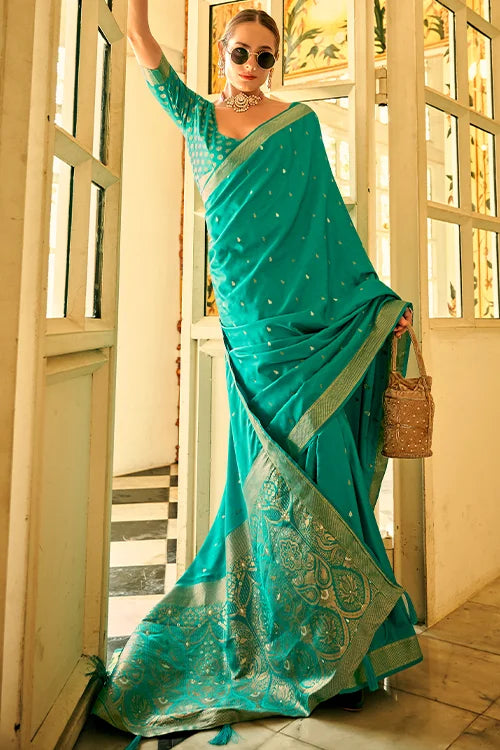 Satin Silk Saree With Blouse Piece