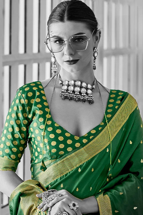 Beautiful satin silk saree with blouse piece