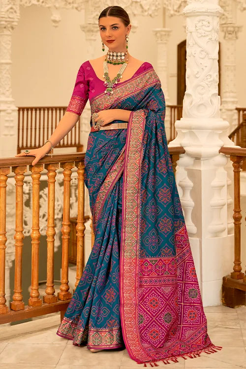 Beautiful Patola Silk Saree With Blouse