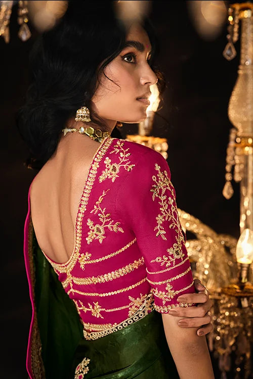 Heavy Embroidery Work Saree With Blouse