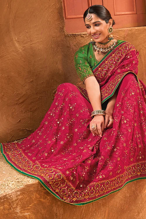 Bandhani Collection For women Saree With Blouse 