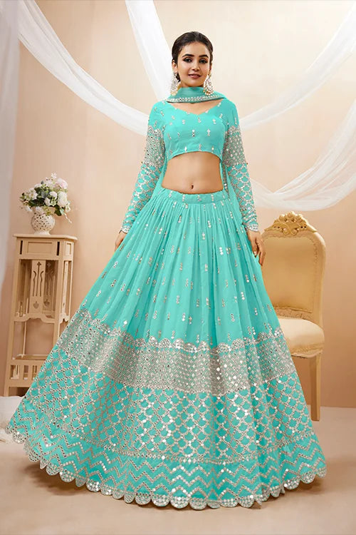 Sky Blue Georgette Lehenga Choli