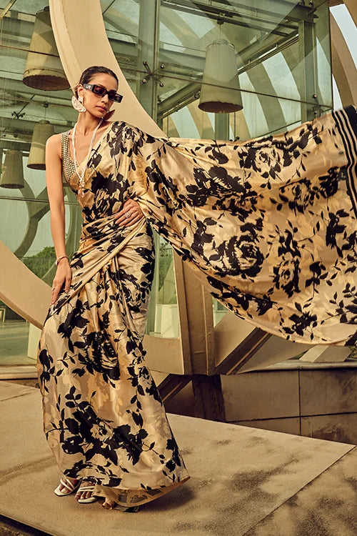 Black Print Saree