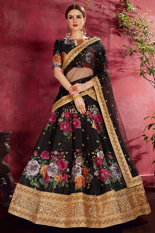 Black Printed Lehenga Choli