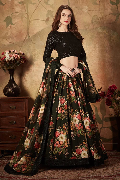 Black Printed Lehenga Choli