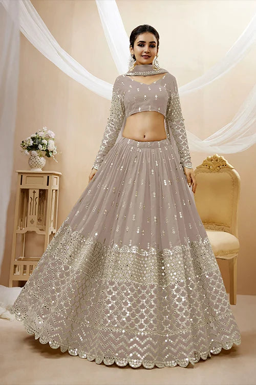 Designer Grey Color Embroidered Lehenga Choli Collection