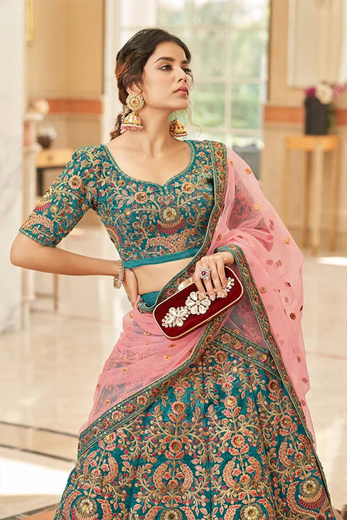 Teal Blue Lehenga Choli Set