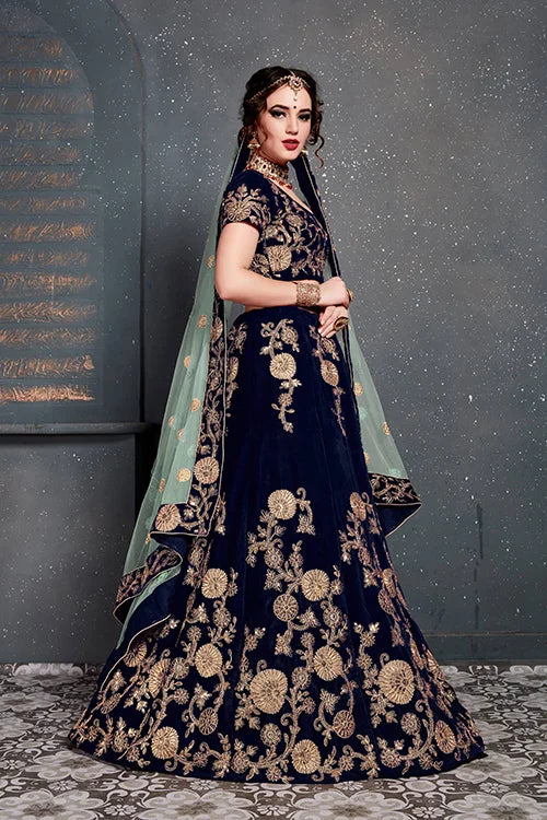 Women's navy blue lehenga choli