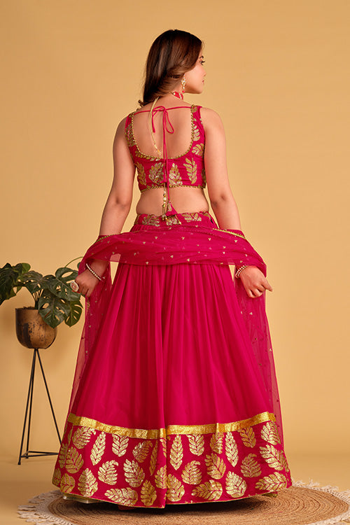 Pink Silk Lehenga Choli for Women