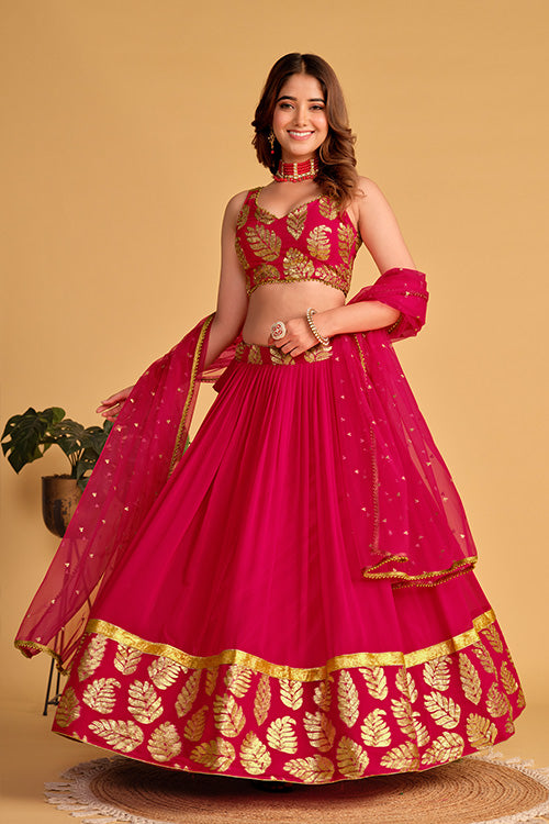 Pink Embroidered Wedding Lehenga Choli