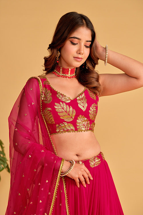 Pink Bridal Wear Lehenga Choli Ensemble