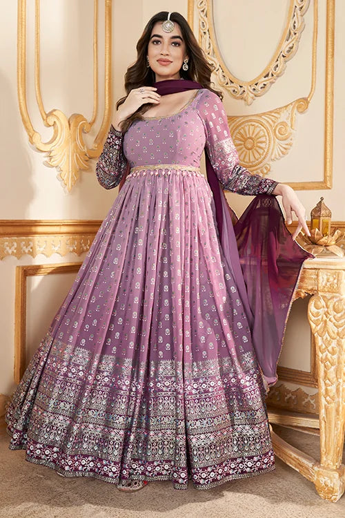 maroon colour anarkali suit