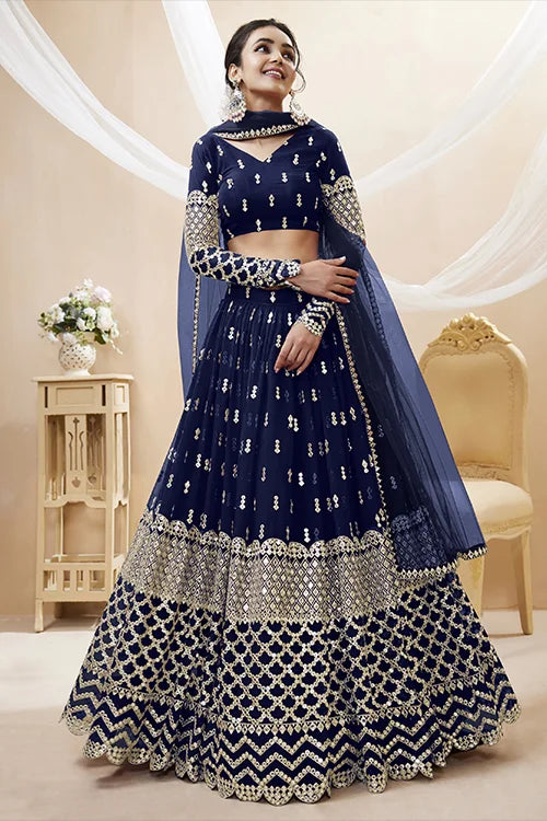 Traditional navy blue lehenga choli 