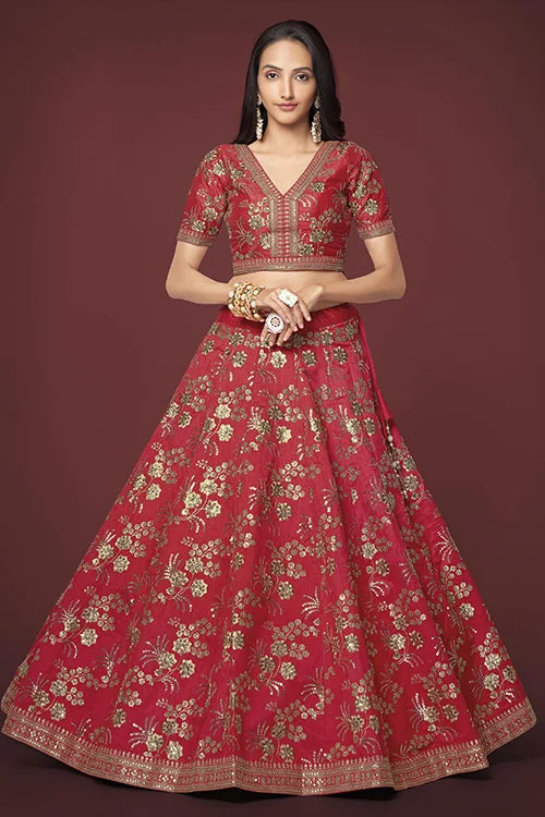 red lehenga for brides