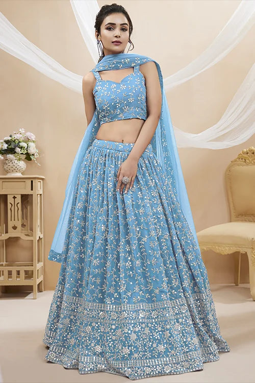 Traditional navy blue lehenga choli