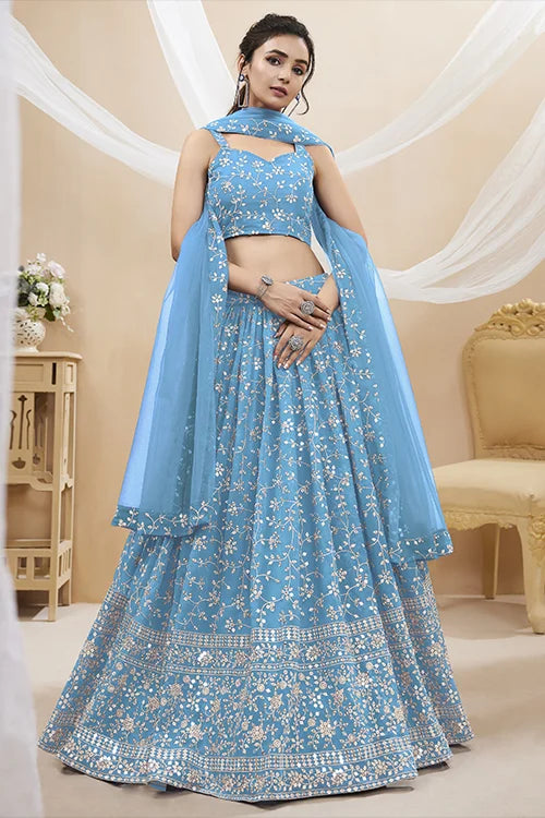 Sky blue lehenga choli