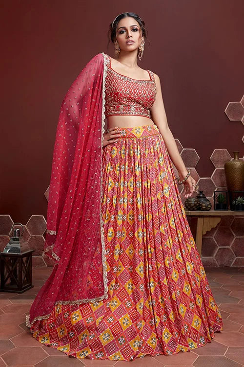 stylish red lehenga