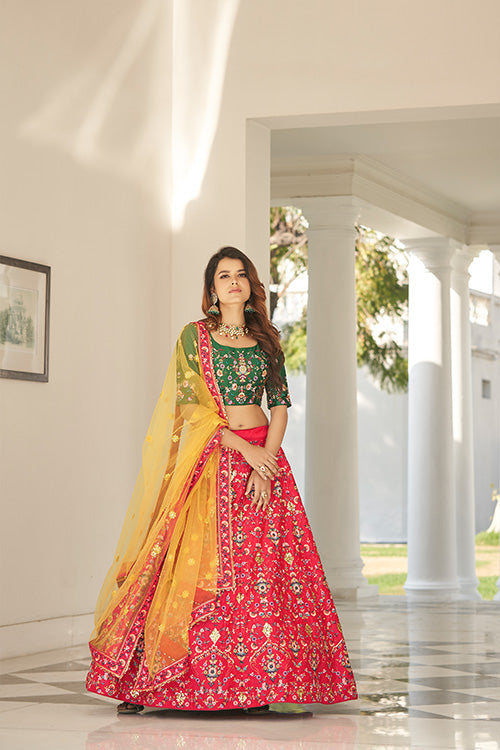 Red Embroidered Lehenga Choli