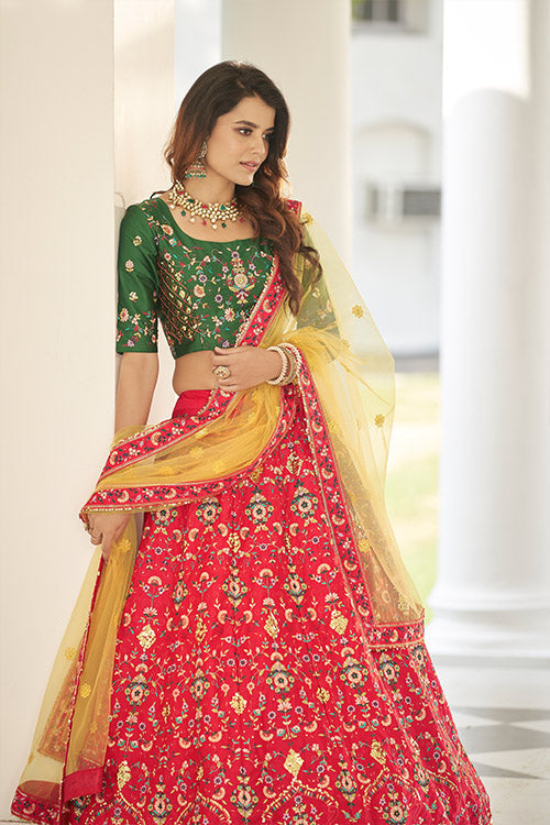 Red Embroidered Lehenga Choli